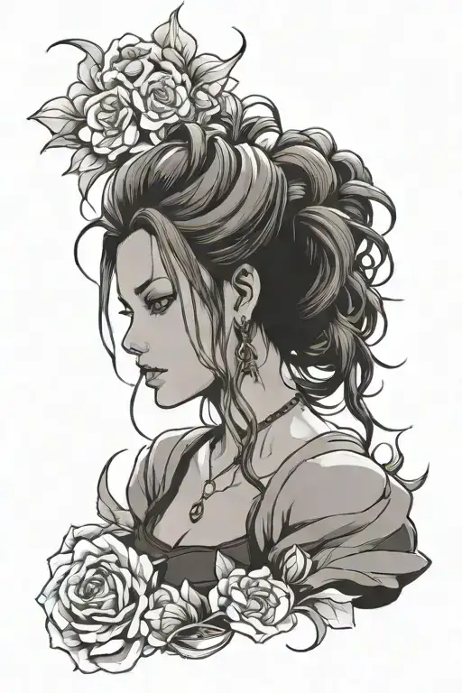 goth aerith tattoo design idea