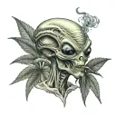 Alien smoking weed tattoo design idea