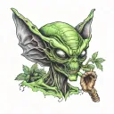 Alien smoking weed tattoo design idea
