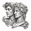 gemini two head statue tattoo design idea
