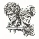 gemini two head statue tattoo design idea