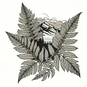 fern leaf in the mountains tattoo design idea