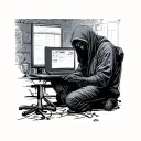 A hacker working in a basement alone  tattoo design idea