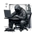 A hacker working in a basement alone  tattoo design idea