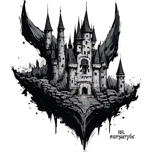 brush stroke style howl moving castle tattoo design idea