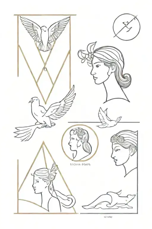 apollo, titus, penelope, joyce combine multiple works tattoo design idea