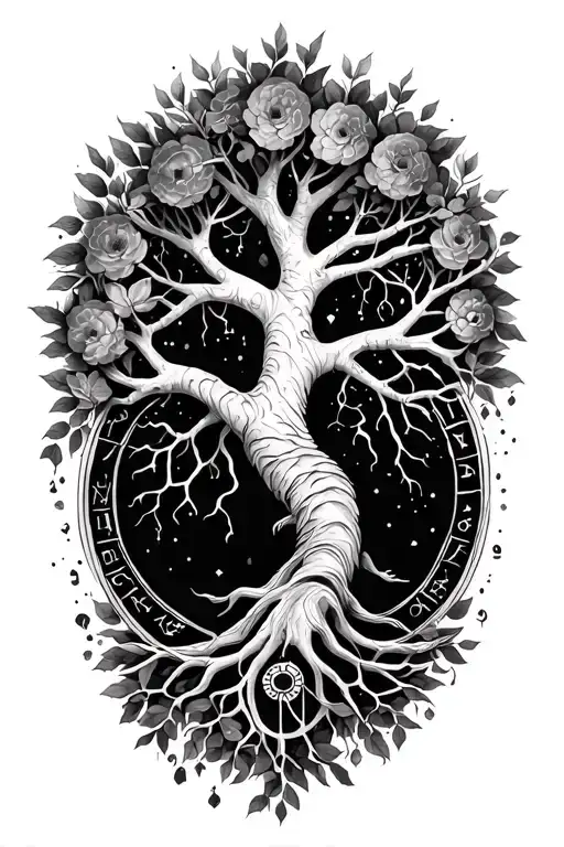 tree of life incorporating Pisces, Virgo, Aries, Cancer, Taurus, Aries tattoo design idea