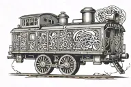 single train car with graffiti style tattoo design idea