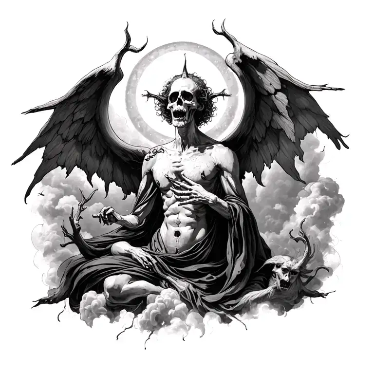 full of sinners heaven and hell Cappella tattoo design idea