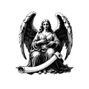 angels holding scroll tattoo design idea