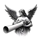 angels holding scroll tattoo design idea