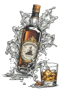 broken whisky bottle tattoo design idea