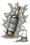 broken whisky bottle tattoo design idea