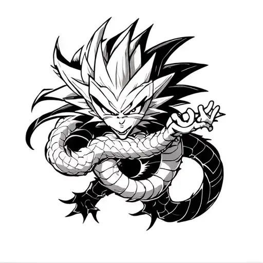 super saiyan goku shenron dragon ball tattoo design idea