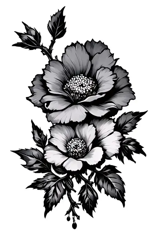 floral with barbwire vines tattoo design idea