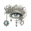 gypsy eye with gems tattoo design idea
