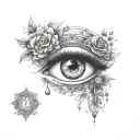 gypsy eye with gems tattoo design idea