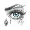 gypsy eye with gems tattoo design idea