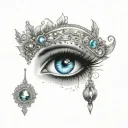 gypsy eye with gems tattoo design idea