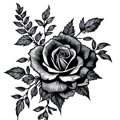 rose lavendar and lily vine wrapping tattoo design idea
