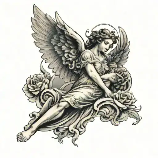 falling angel tattoo design idea