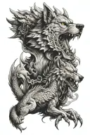 wolf and dragon tattoo design idea