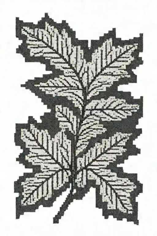 cross stitch oak leaf tattoo design idea