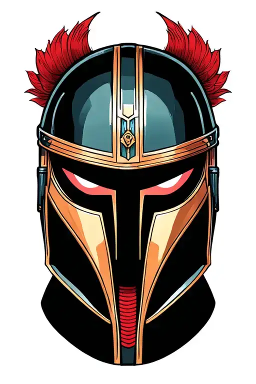 oni mask and mandalorian helmet tattoo design idea