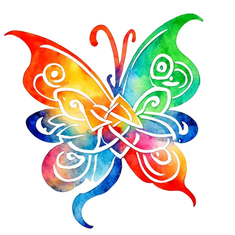 stencil celtic Butterfly full wings with dara knot as body tattoo design idea