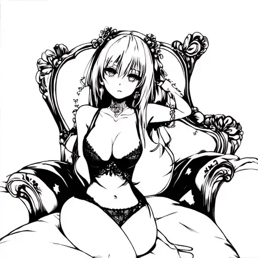 sexy anime girl in lingerie tattoo design idea