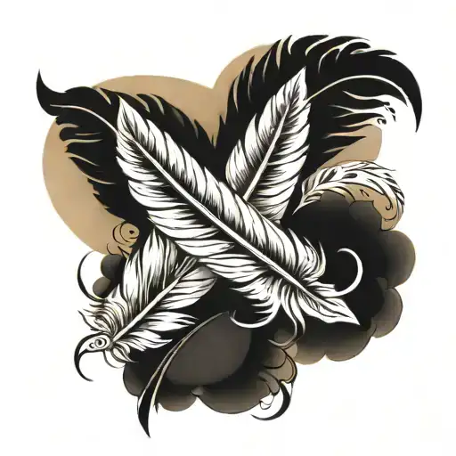 memorial tattoo with feathers for my aunt val » By Arthur tattoo design idea