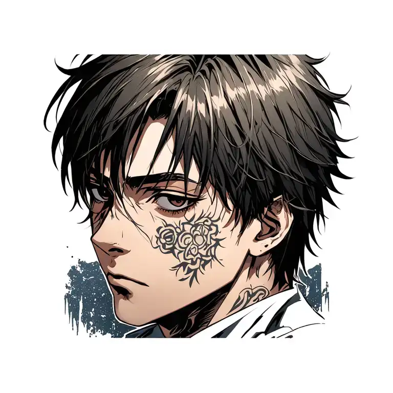 Levi ackerman face only tattoo design idea