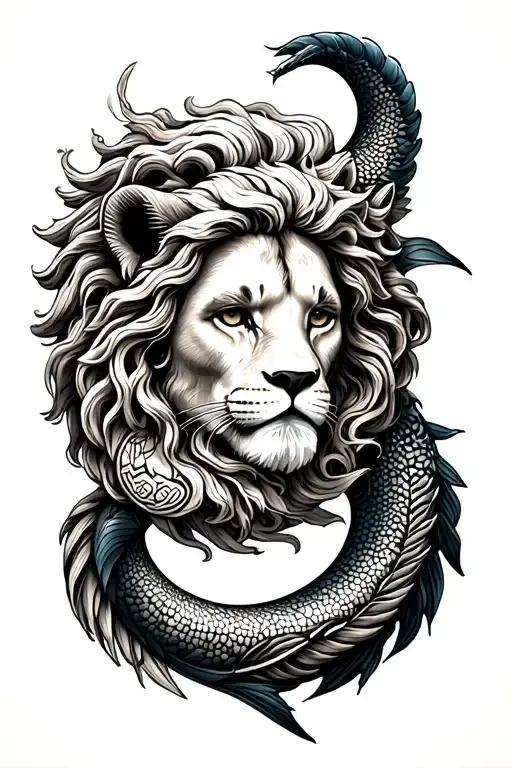 Leo, Libra, Aquarius and pisces zodiac sign intertwined tattoo design idea