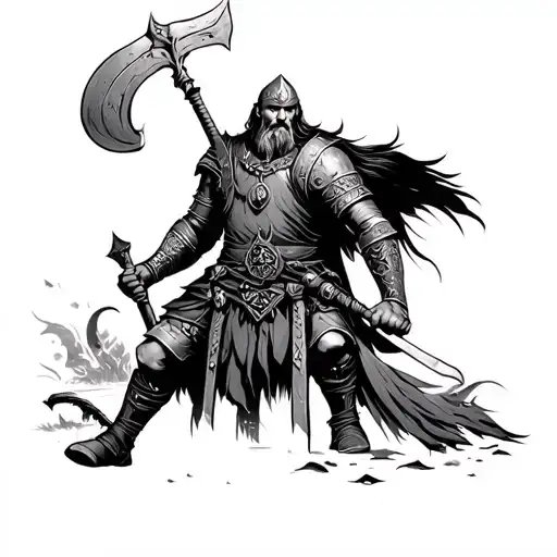 Anglo Saxon warrior vikings and metal detecting  tattoo design idea