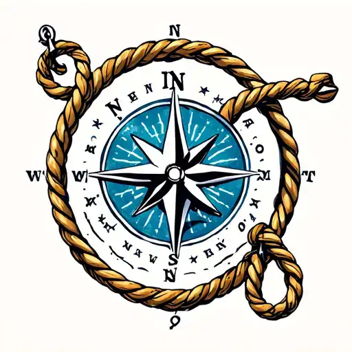 anchor rope boat compass shark tattoo design idea