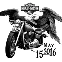 Harley Davidson with an eagle and an angel with the date May 15th, 2016  tattoo design idea