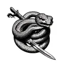 snake and Sword wrapped tattoo design idea