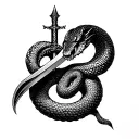snake and Sword wrapped tattoo design idea