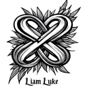 "Liam Luke" infinity symbol tattoo design idea