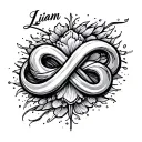 "Liam Luke" infinity symbol tattoo design idea