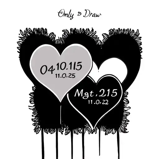 only 3 line draw hearts all connected with these three dates one in each heart  04.10.15,04.10.15, 11.10.22 tattoo design idea
