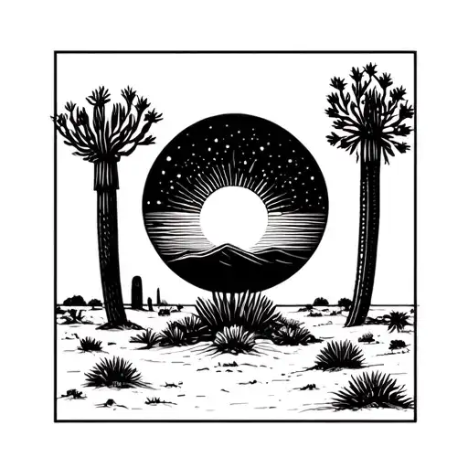 desert scene tattoo design idea
