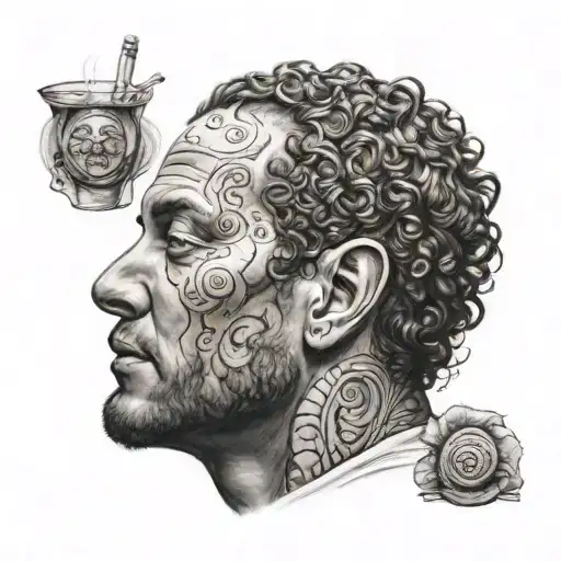 a curly massage therapist boy tattoo design idea