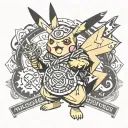 pikachu with highlander costume with the inscription zakopane tattoo design idea