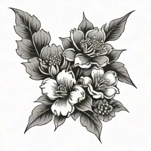 japanese style flowers tattoo design idea