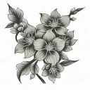 japanese style flowers tattoo design idea