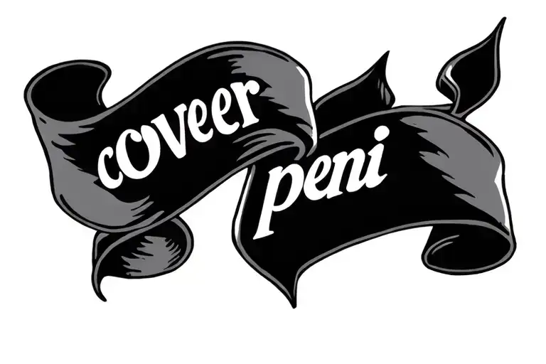 "Cover up peni" ribbon with name tattoo tattoo design idea