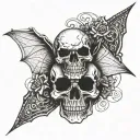 skull with bat wings tattoo design idea