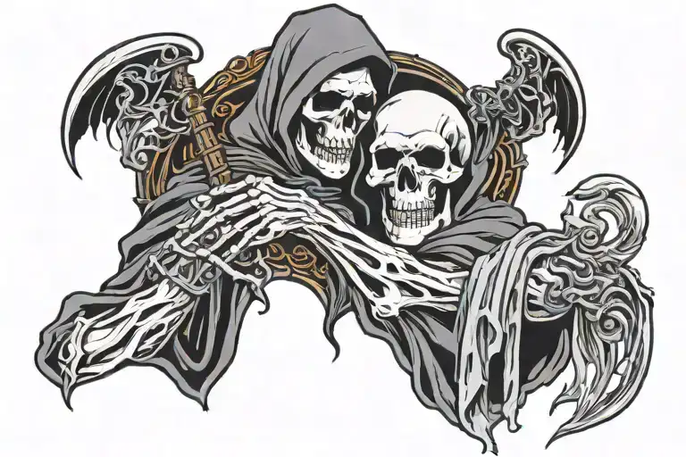 Grim Reaper with cyth that say till death do us part tattoo design idea
