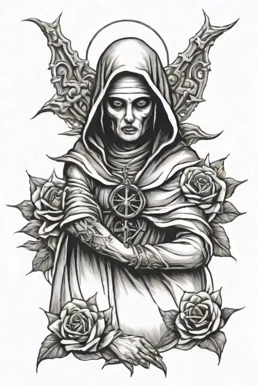 evil nun tattoo design idea
